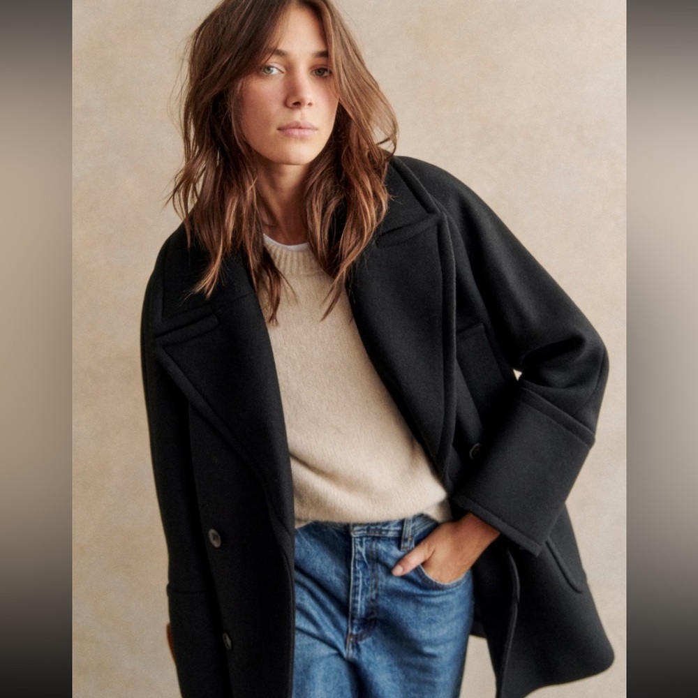 Sezane Sacha Coat in black Size 4 BRAND NEW NEVER WORN - Picture 1 of 3